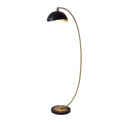 Luna Bella Chairside Arc Floor Lamp - Brass/Matte Black/Gold Leaf
