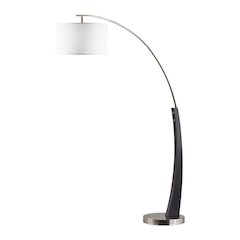 Plimpton 76" 1 Light Arc Floor Lamp - Espresso Wood & Brushed Nickel, Metal base