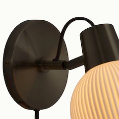 Petaluma Bone Porcelain Wall Sconce - Matte Black, Plug-in, Dimmer