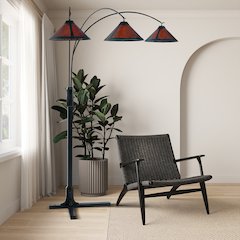 Original Natural Mica 3 Light Arc Floor Lamp - Espresso Wood