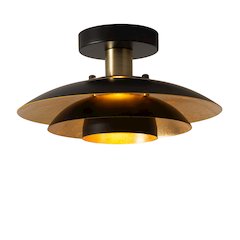 Rancho Mirage Flush Mount Ceiling Light - Matte Black & Gold-Leaf Shade