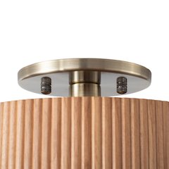 Tambo Semi-Flush Mount Ceiling Light - Natural Ash Wood Finish, Weathered Brass