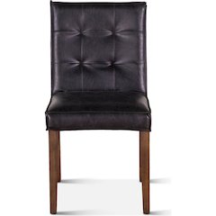 Aven Dining Chair in Black Leather with Light Legs