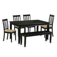 DUAN6-BLK-C 6 Pc Kitchen nook Dining set - Dinette Table and 4 Kitchen Dining Chairs in addition to Bench
