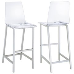 Clear and Chrome Stools (Set of 2)