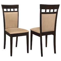 Beige Upholstered Wood Dining Chairs (Set of 2)