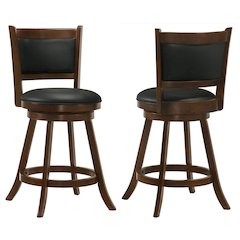 Transitional Chestnut Wooden Swivel Stools (Set of 2)