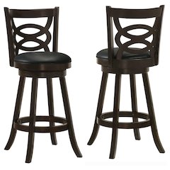 Espresso Wooden Swivel Bar Height Stools (Set of 2)