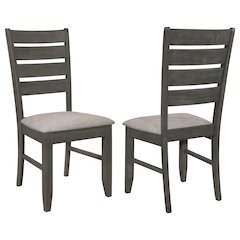 Grey and Dark Grey Padded Seat Side Chair (Set of 2)