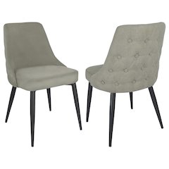 Light Grey Upholstered Tufted Dining Chairs (Set of 2)
