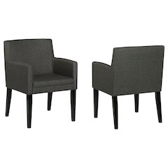 Charcoal Grey and Black Upholstered Arm Chairs (Set of 2)