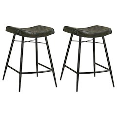 Upholstered Stools with Saddle Seat (Set of 2)