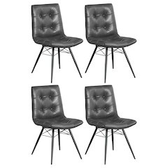 and Gunmetal Tufted Back Upholstered Dining Chairs (Set of 4)
