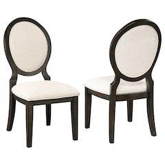 Dark Cocoa and Cream Upholstered Side Chairs (Set of 2)