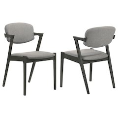 Brown Grey and Black Upholstered Dining Chairs (Set of 2)