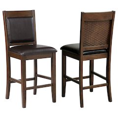 Brown and Walnut Upholstered Counter Height Stools (Set of 2)