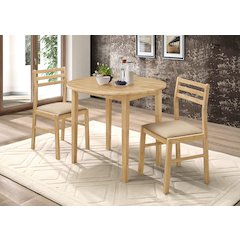 Beige and Natural 3-piece Dining Set with Drop Leaf