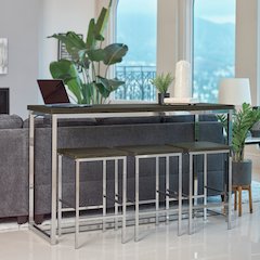 Dark Oak and Chrome 4-piece Counter Height Table Set