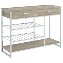 Grey Washed Oak 2-shelf Bar Cabinet