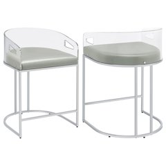 Grey and Chrome Acrylic Back Counter Height Stools (Set of 2)