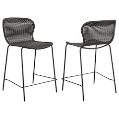 Brown and Sandy Black Stools with Footrest (Set of 2)