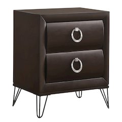 Dark Merlot 2-Drawer Nightstand with Hairpin Legs