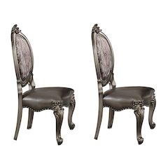 Silver and Antique Platinum Oval Back Side Chairs (Set of 2)