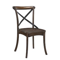 Dark Oak and Black Side Chair with X Shape Back (Set of 2)