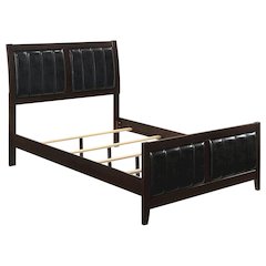 Cappuccino and Black Upholstered Panel Bed