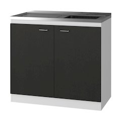 Rectangle 2-Door Utility Sink and Cabinet Dark Walnut