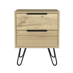 2-Drawer Rectangle Nightstand Light Oak