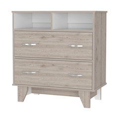 2-Drawer 2-Shelf Dresser Light Gray