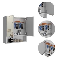 Rectangle Medicine Cabinet with Mirror White