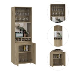 5-Bottle 2-Shelf Bar Cabinet Light Oak