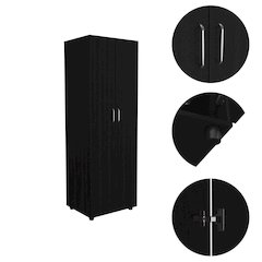 2-Shelf Rectangle Armoire Black Wengue