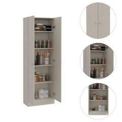 Rectangle 2-Door Storage Tall Cabinet White Washed Oak