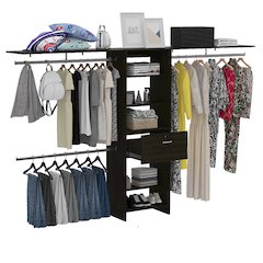 1-Drawer 4-Shelf Closet System Dark Walnut