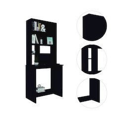 4-Shelf Computer Desk with Hutch Black Wengue