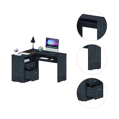 2-Drawer 1-Shelf L-Shaped Computer Desk Smokey Oak