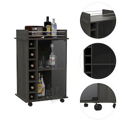 6-Bottle 3-Shelf Bar Cart Carbon Espresso