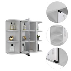 6-Shelf Medicine Cabinet with Mirorr White