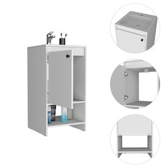 1-Shelf Freestanding Vanity Cabinet White