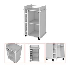 6-Bottle 3-Shelf Bar Cart White