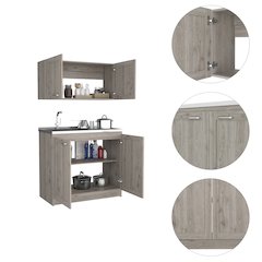 2-piece Rectangle Cabinet Set Light Gray