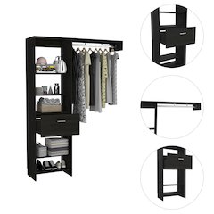 1-Drawer 4-Shelf Closet System Black Wengue