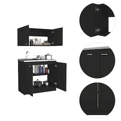2-piece Rectangle Cabinet Set Black Wengue