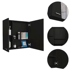 4-Shelf Medicine Cabinet Black Wengue