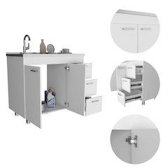 3-Drawer Base Cabinet White