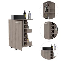 2-Shelf 6-Bottle Bar Cart with Division Light Oak