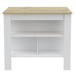 3-Shelf Kitchen Island White and Light Oak